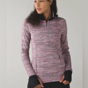 Lululemon Runderful 1/2 Zip Berry Pink Black Spacedye 4 Jacket Pullover Top
